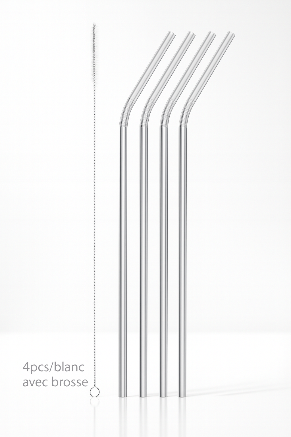 Lot de 4 Pailles Réutilisables en Acier Inoxydable – Shake Your Life